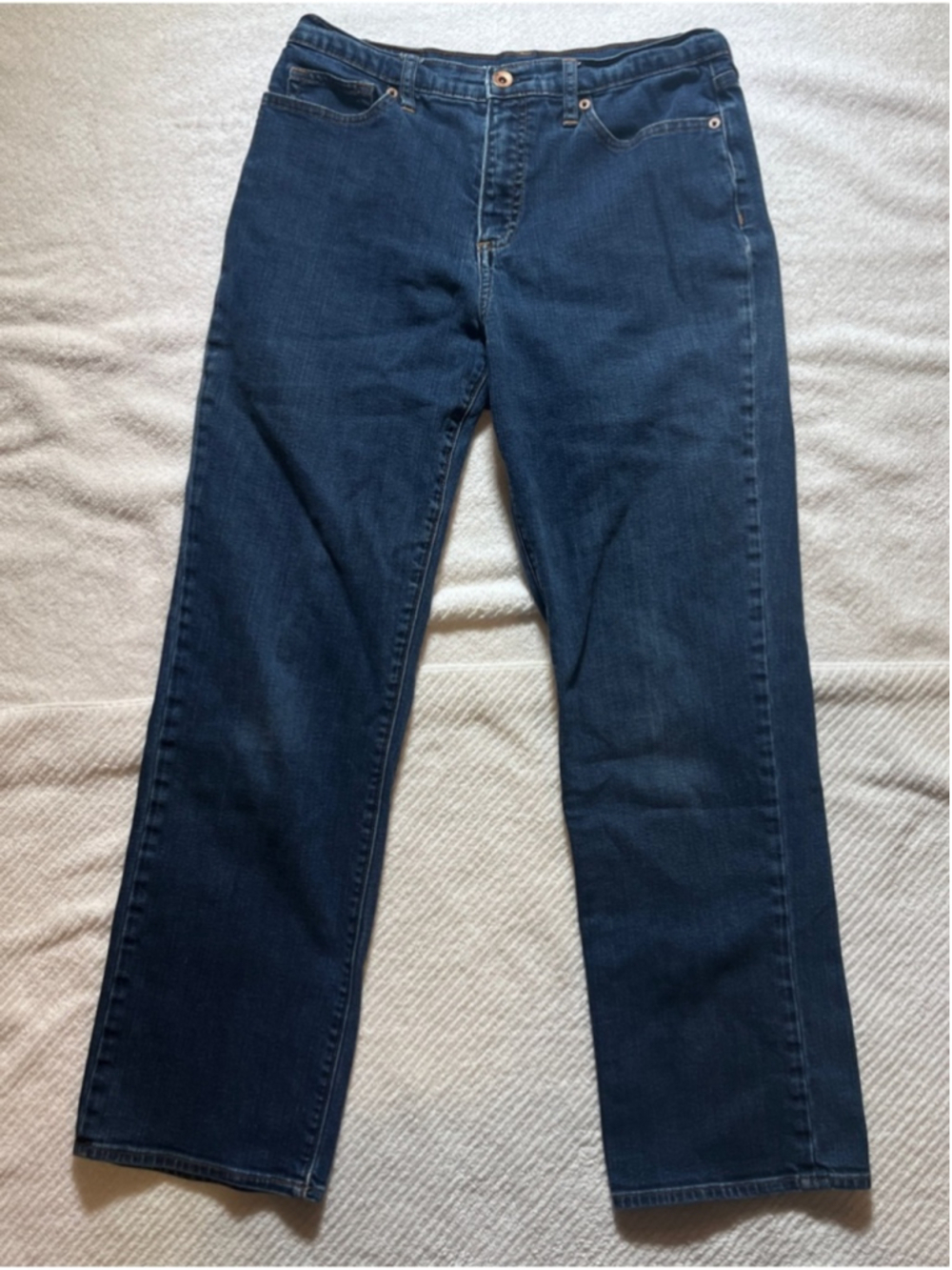 Lands' End Jeans High Rise Straight Blue Denim Casual Classic Minimalist Size 8